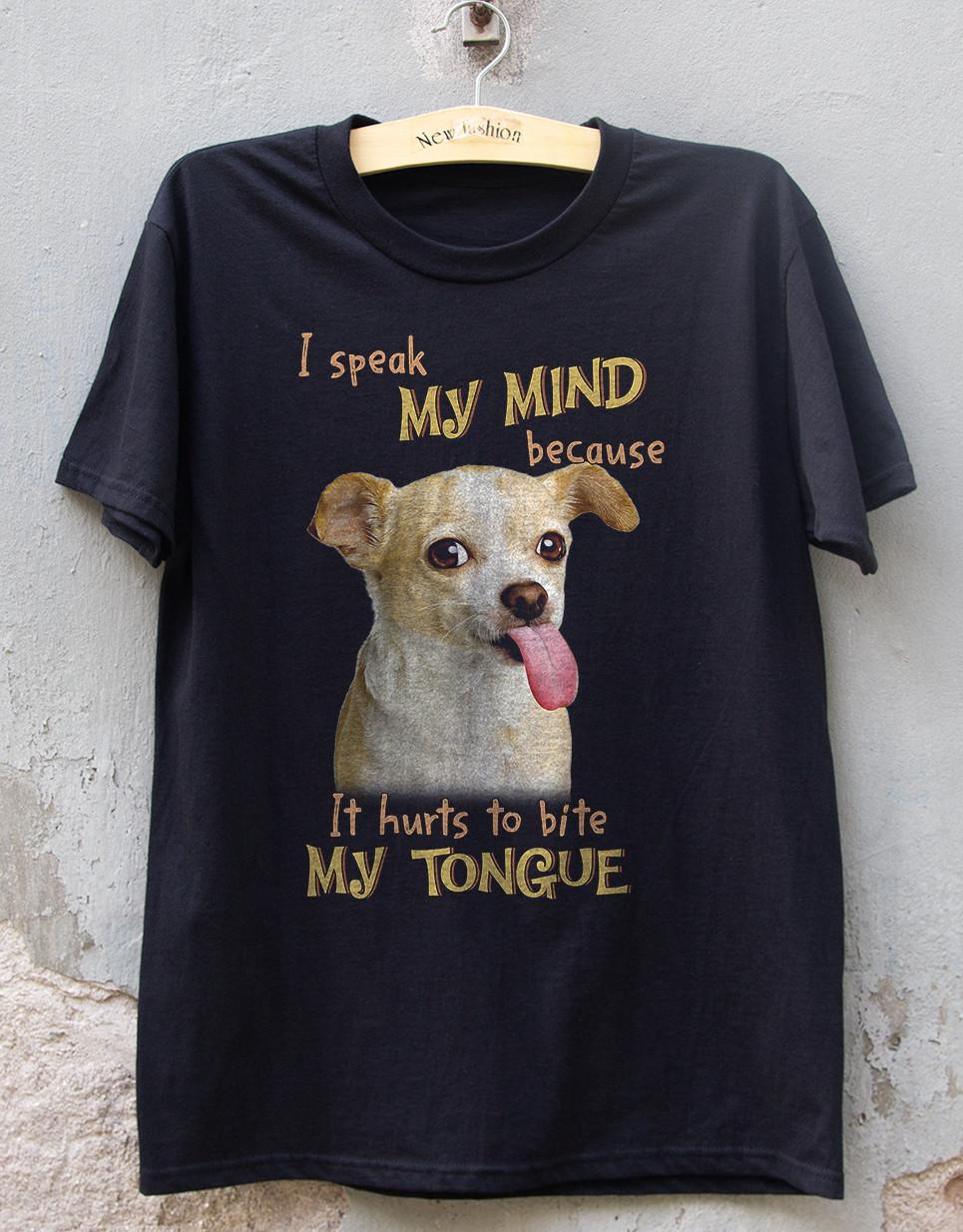 HOT! Chihuahua I Speak My Mind For Chihuahua Lover Black Heavy Cotton T-Shirt M