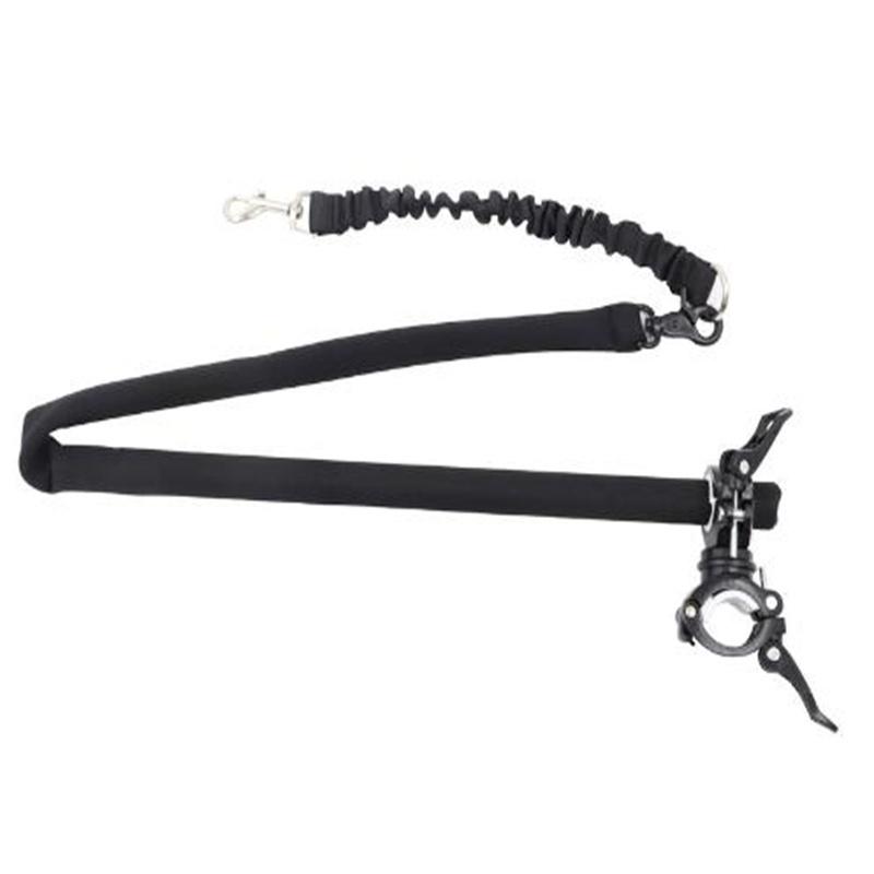 Vodítko pro psa na kolo s elastickým tlumičem nárazů Pevná ocelová trubka a nylonový materiál Černá