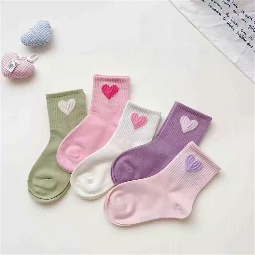 

Cotton Kids Socks Korean Athletic Socks Middle Tube Toddler Socks For Girls S-5Pairs