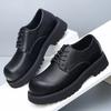 lnit derby shoes men's thick-soled heightening big head leather shoes formal wear niche folds high-end commuting trendy shoes