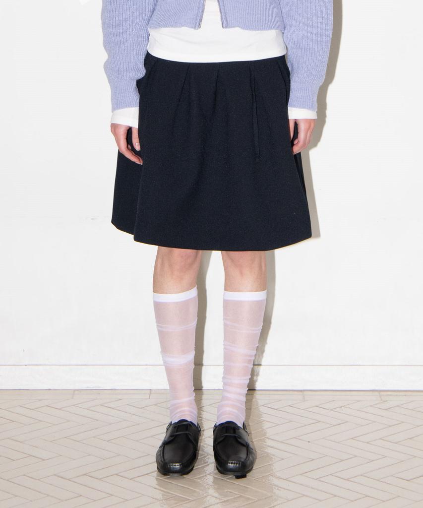 Mais Volume Pleats Mini Skirt / Dark Navy