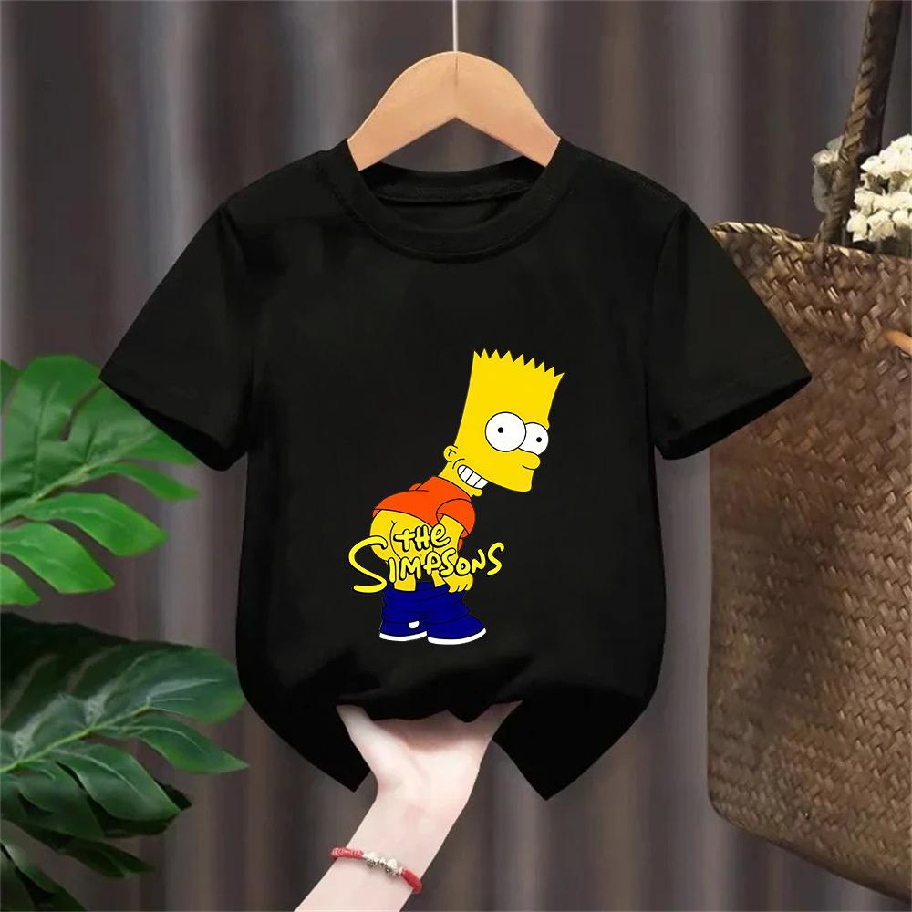 Simpsons Funny Printed TShirt Kids Fashion Trend Top Boys Girls All Seasons Cotton Crew Neck Short Sleeves