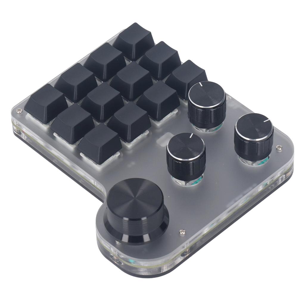 Mechanische Gaming-Tastatur mit USB-Mini-Makro, programmierbar, USB C, BT, 2,4 G, 3 Modi, 12 Tasten, 4 Knöpfe, Blau