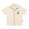 FlowStreet Camisa Havaiana Casual Cor Sólida Preto Branco Cinza Marrom para Homens Mulheres Top de Qualidade Bordado Pequeno Logo Camisa