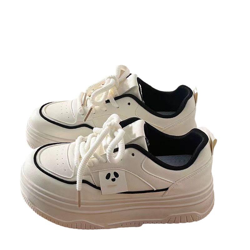 Platform White Shoes Children's Autumn New Ins Trendy Platform Versatile Leather Surface Casual Board Shoes