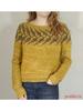 Damen Rundhals Colorblocking Locker geschnittener Mode-Pullover Strickoberteil Luxuriöses Relaxed-Fit Schlankmachendes und Vielseitiges Oberteil