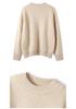 Women's 1980 Marled Yarn Round Neck Cashmere Sweater - Three-Strand Thick, Loose & Casual for Middle-Aged Moms