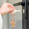 Keychain Pendant 3D Cartoon Cat Design Sparkling Rhinestones Inlaid Key Chain with Lobster Clasp Key Ring Bags Accessories