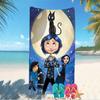 Beach Towel with Coraline Pattern - soft,absorbent,machine washable Lightweight&Modern,swimming,Travel Essentials