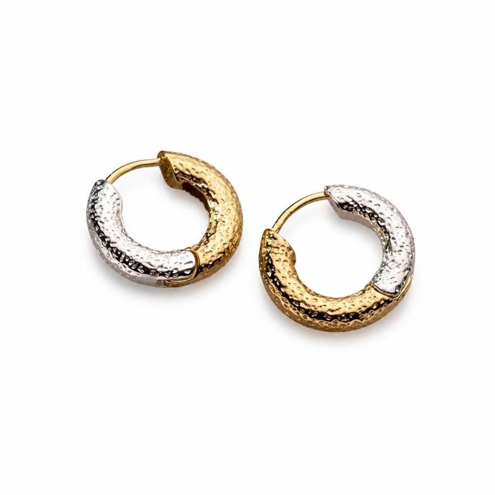 1Pair Ear Buckle Hoop Earrings Two-color Round Earrings Bicolor Earrings Girl Women