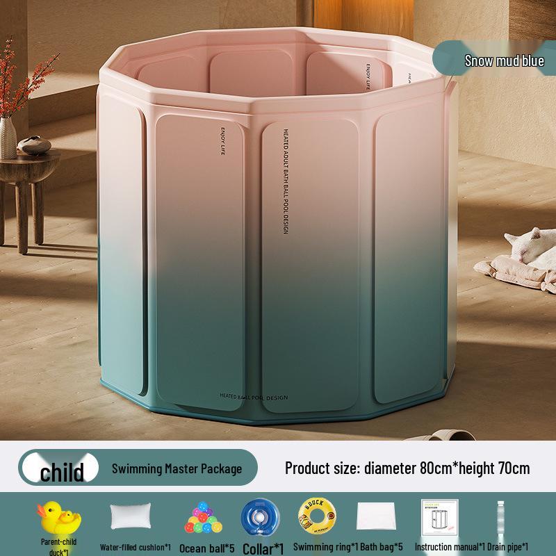 Portable Folding Bath Barrel for Adults & Children - PVC, No Installation Required