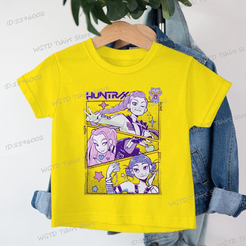 Ropa para Niños KPop Cazadores de Demonios Moda Casual Tops Cuello Redondo Manga Corta Niñas Niños K-Pop Cazadores de Demonios Fans Regalo Camiseta