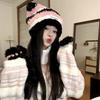 Halloween Cat Ear Hat Knit Y2K Beanie Hat Striped Party Holiday Winter Warm Hat Beanie Theme for Teens