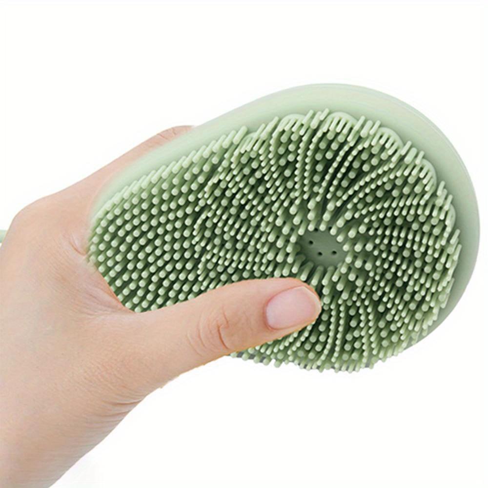 

Silicone Soft Exfoliating Body Bath Shower Scrubber Loofah Brush Refillable Bath Brush Easy Foaming Massage Brush Bathroom Tools зелёный