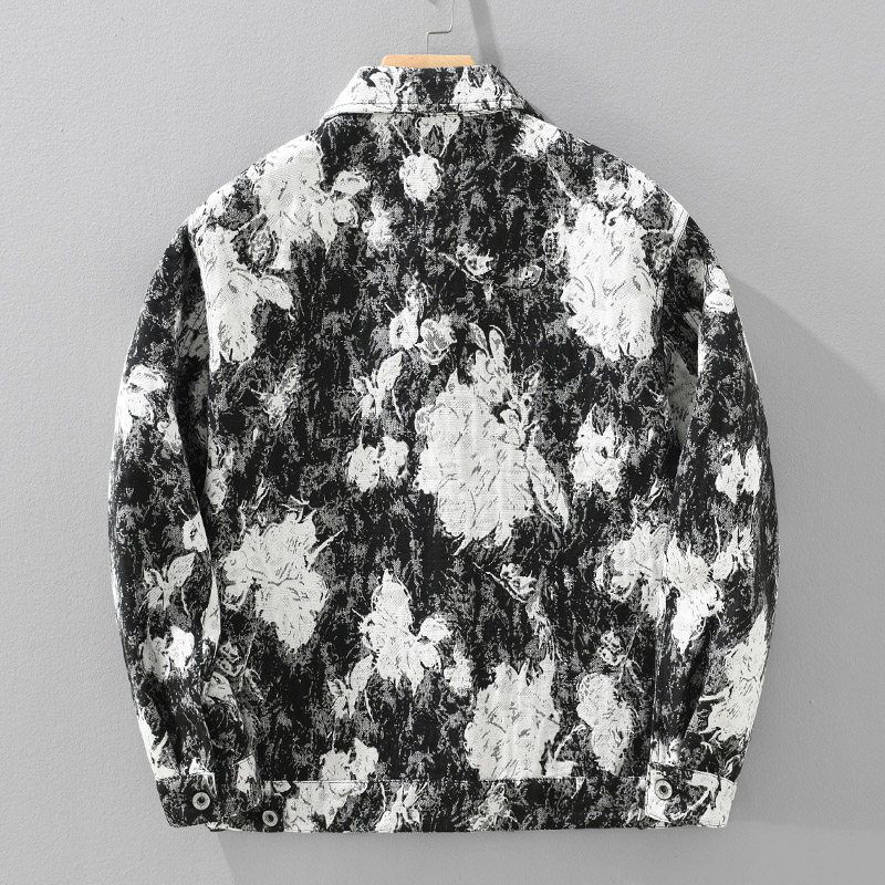 Foreign Trade Surplus High Street Fashion Denim Jacket for Men, Autumn Design, Loose Casual Long-Sleeve Printed Shirt