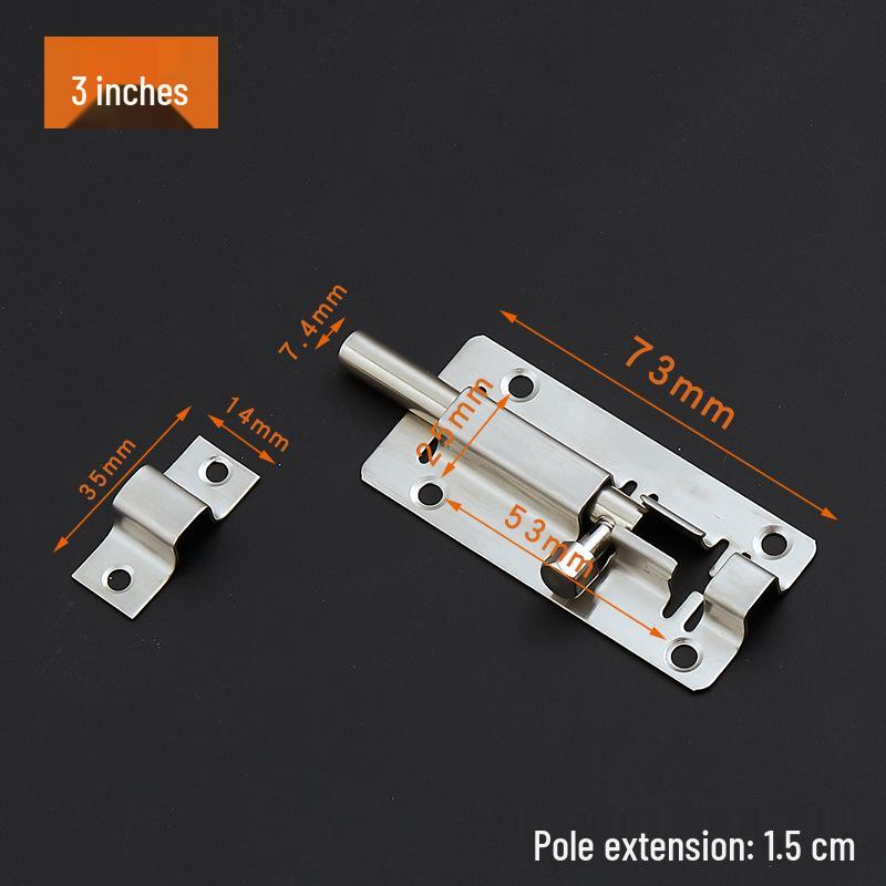 Stainless Steel Surface-Mounted Door Bolt - Anti-theft, Available in 3, 4, 5, 6, 8 inches - For Doors & Windows