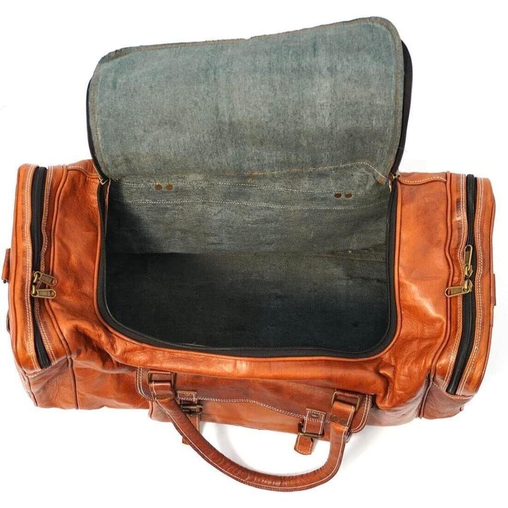 Men's Travel Bag Genuine Goat New Leather Duffel Luggage Sport Weekend