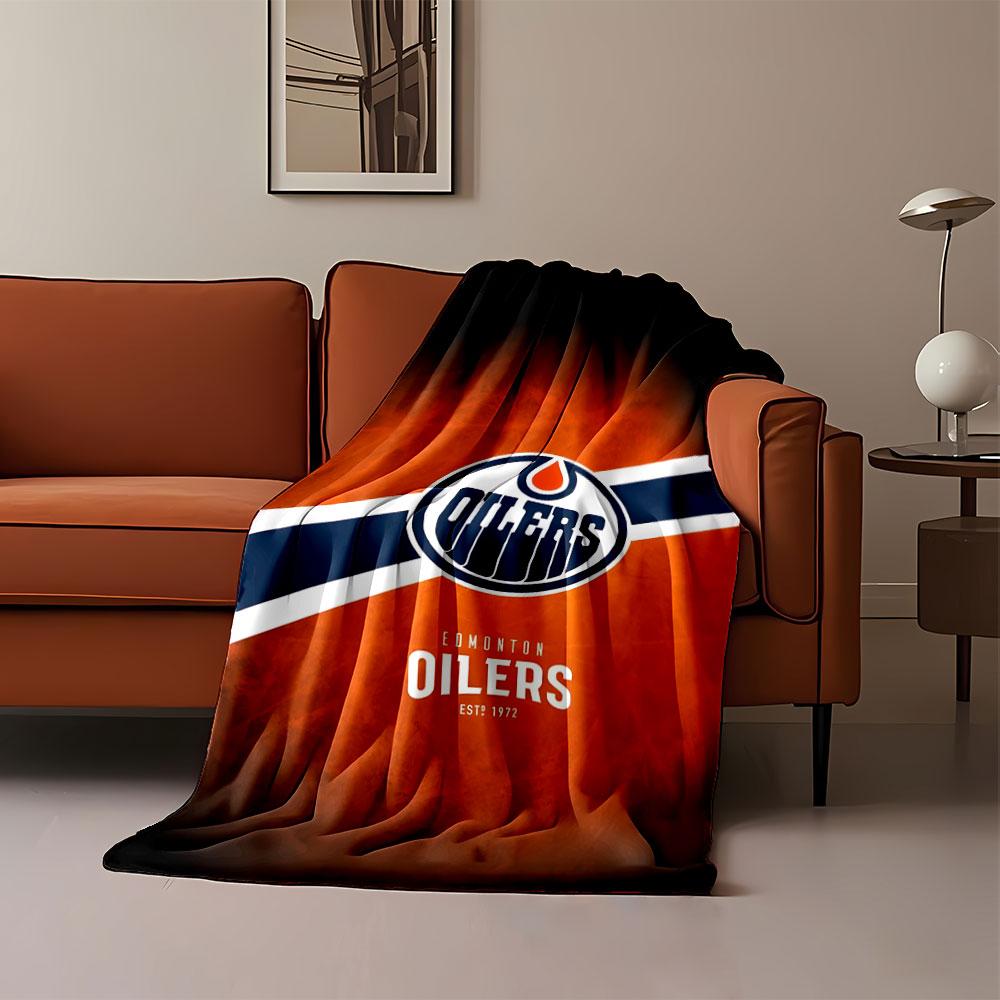 Edmonton Oilers Logo Blanket Print Blanket Soft and Cozy Perfect for the Living Room Bed Sofa or a Nap,gift