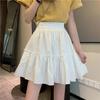 White Skirt Woman Elastic Waist Agaric Edge Solid Color A-line Skirt Sweet Lovely Preppy Style Spring and Summer
