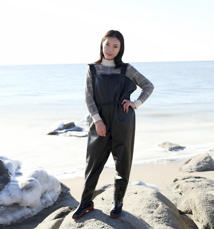 Insulated Waterproof Fleece-Lined Waders: Half-Body, Full-Body, Wear-Resistant Fishing Pants with Leather Reinforced Crotch