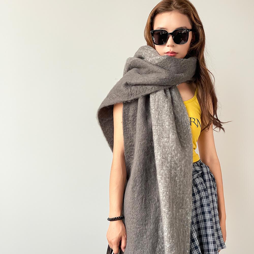 Soft waxy plush large size scarf women's autumn and winter fashion warm thickened scarf white fringed large shawl
