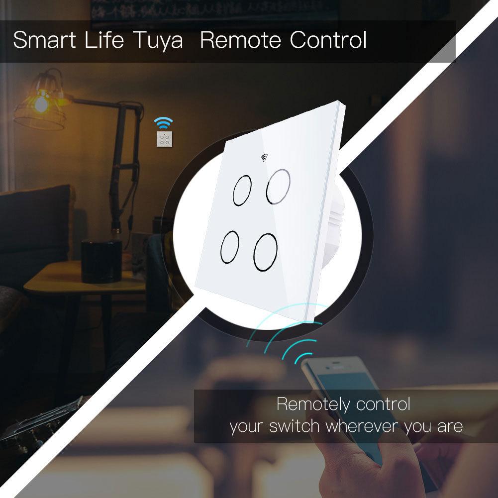Smart Home WiFi Light Switch: 4-Gang Touch Control, App Timer, Alexa Voice Compatible