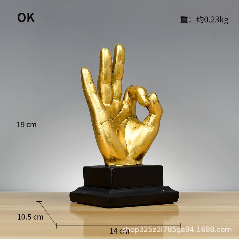 Gesture Finger Model Sculptures Decoration Home Art Resin Victory Decor Coffee Shop Creativity Vintage Desktop Crafts Statue