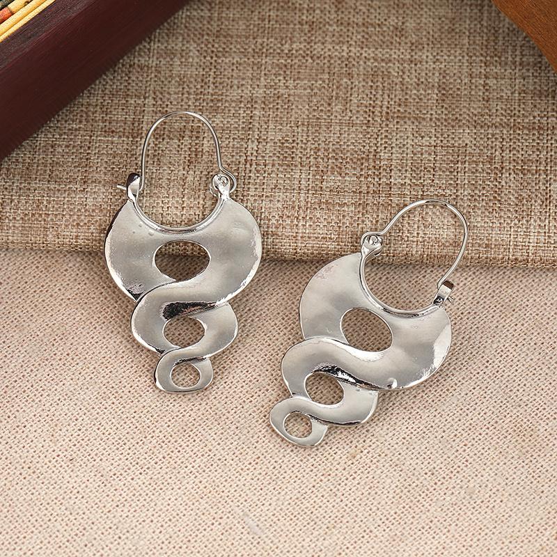 Simple Retro Silvery Plated Hoop Metal Earrings for Women Personalized Jewelry Accessories Creative  Party Holiday Gifts