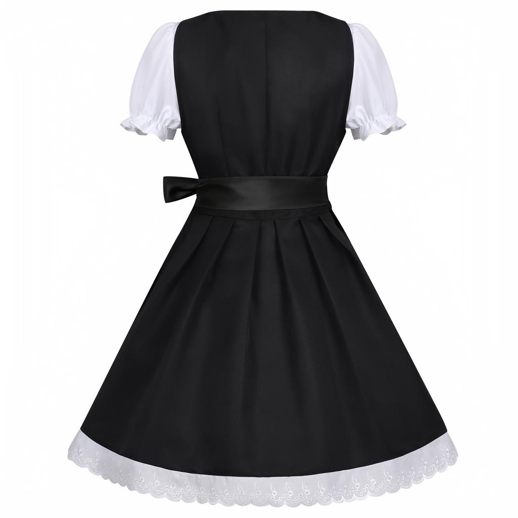 Women's Short Sleeve Tie Front Dress for Costume Party and Casual Wear