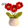 Small Potted Flowers Handmade Crochet Flower Decoration, Knit Artificial Sunflower Desktop Decorative Yarn Decor, Gift for Women, Mom, Teacher,