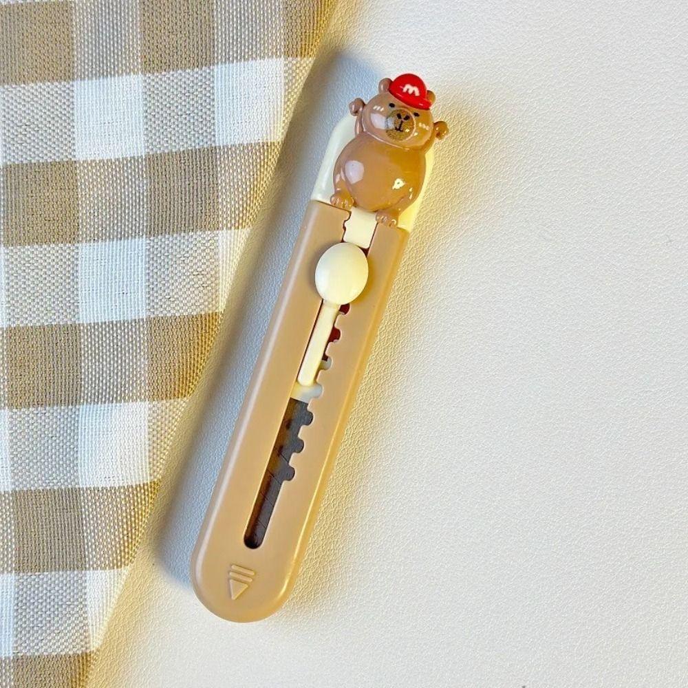 

Мультяшный резак для головы медведя, пластиковый выдвижной нож для открывания писем, милый инструмент для резки бумаги F