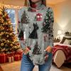 Women's Loose Fit Turtleneck Christmas Print Long Sleeve Pullover Top for Holiday
