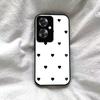 Black Heart Pattern Phone Case for OPPO Reno11 F 5G Acrylic Back TPU Bumper Shockproof Protective Cover, Minimalist Korean Style