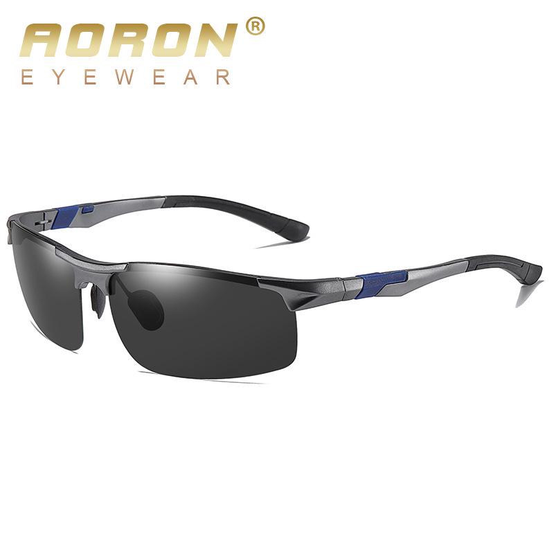 aoron Mote Polariserte Solbriller Vintage Legering Solbriller Retro Luksus Aluminiumsinnfatning Goggles for Menn