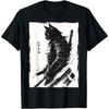 Samurai Warrior Cat Graphic Tee Vintage Japanese Art Anime Cotton Men T Shirt