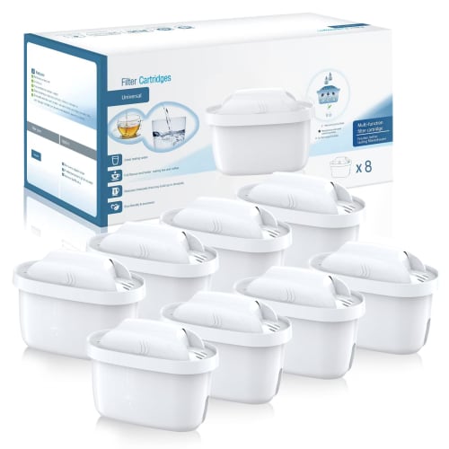 Oueemla Replacement Cartridges for Water Purifier Pots, High-Removal Resin, Japanese Standard, Set of 8