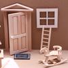 Natural Wood Hands-on Dollhouses Accessories Unpainted Door Window For Crafting And Model Making