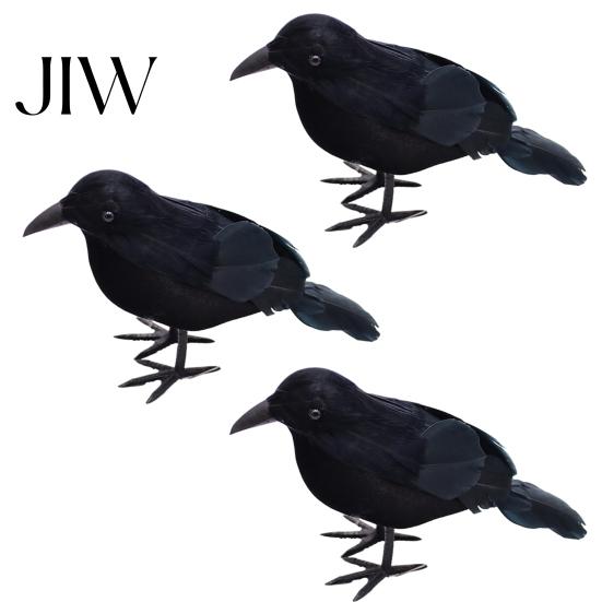 Creepy Bird Prop for Parties Realistic Crows Figurine, Lifelike Feathered Raven Statue Haunted House, Scary Mystery Atmosphere Halloween Party Props,