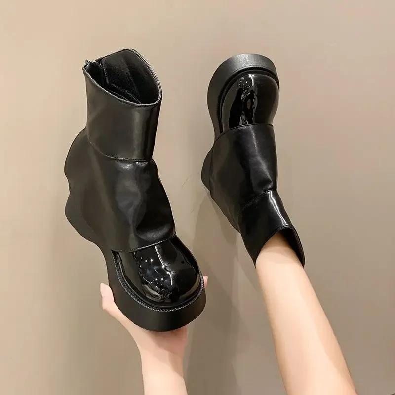 Fashion Winter 2024 New In Platform Half High Boots for Women Y2k Designer Luxury On Promotion Quality Waterproof Mid Calf Shoes Woman