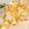 Golden Silver Tiny Leaf Led Copper Wire Fairy String Lights Garland Battery Powerd For Wedding Home Party DIY Xmas Garden Decor