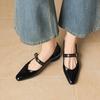 Krazing Pot Genuine Leather Square Toe Low Heels Summer Shoes Big Size 42 Buckle Straps Women Shallow Pumps