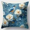 Blue Birds And Flowers Pillowcase Suitable For Sofa Car Bedroom Decorative Cushion Cover Pillow Cover