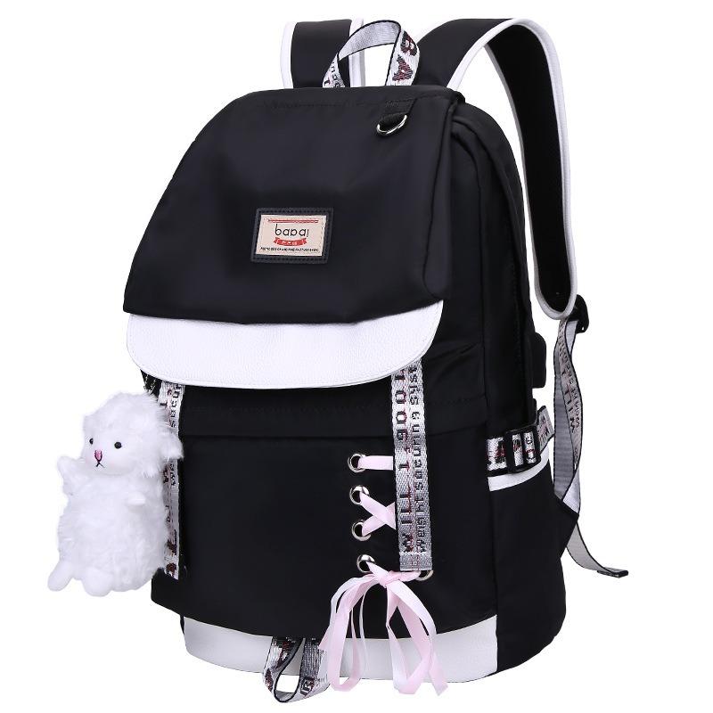 Rucksack Damen Schultasche Freizeit Canvas Tasche Computertasche Reisetasche Bedruckte Schultern
