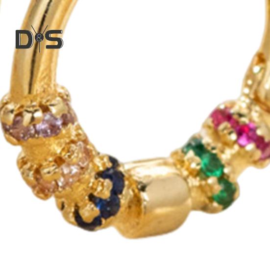 1 Pair Women Huggie Earrings Polished Colorful Flower Cubic Zirconia Small Ear Hoop Lightweight Metal Ear Jewelry for Daily Wear Dating Party