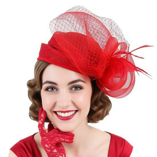 Fascinator Rétro en Fil de Filet à Plumes pour Tea Party & Courses Hippiques Kentucky Derby