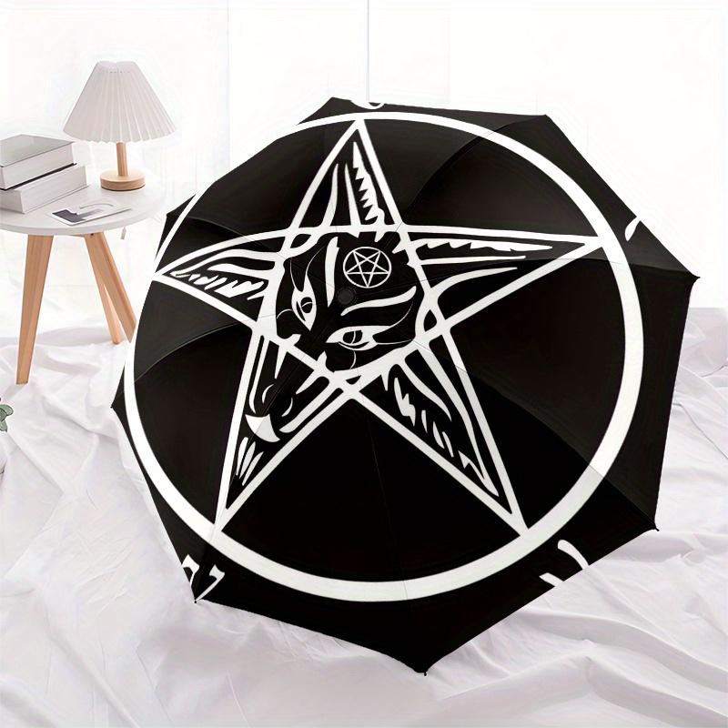 Devil's Star Pentagram Umbrella, Portable 3-Fold Compact Umbrella,Christmas Gift ES488