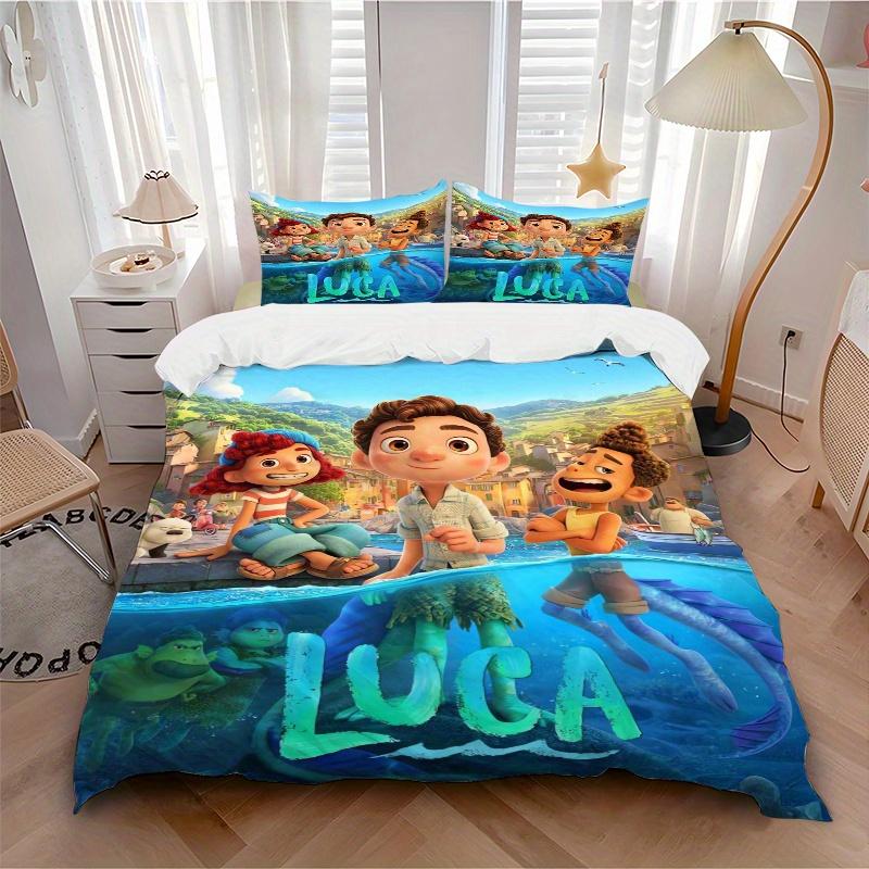 Juego de Funda Nórdica Aventura de Luca 3 Piezas (1 Funda de edredón + 2 Fundas de almohada Sin relleno), Impresión de Alta Definición para el Hogar y el Dormitorio.Q