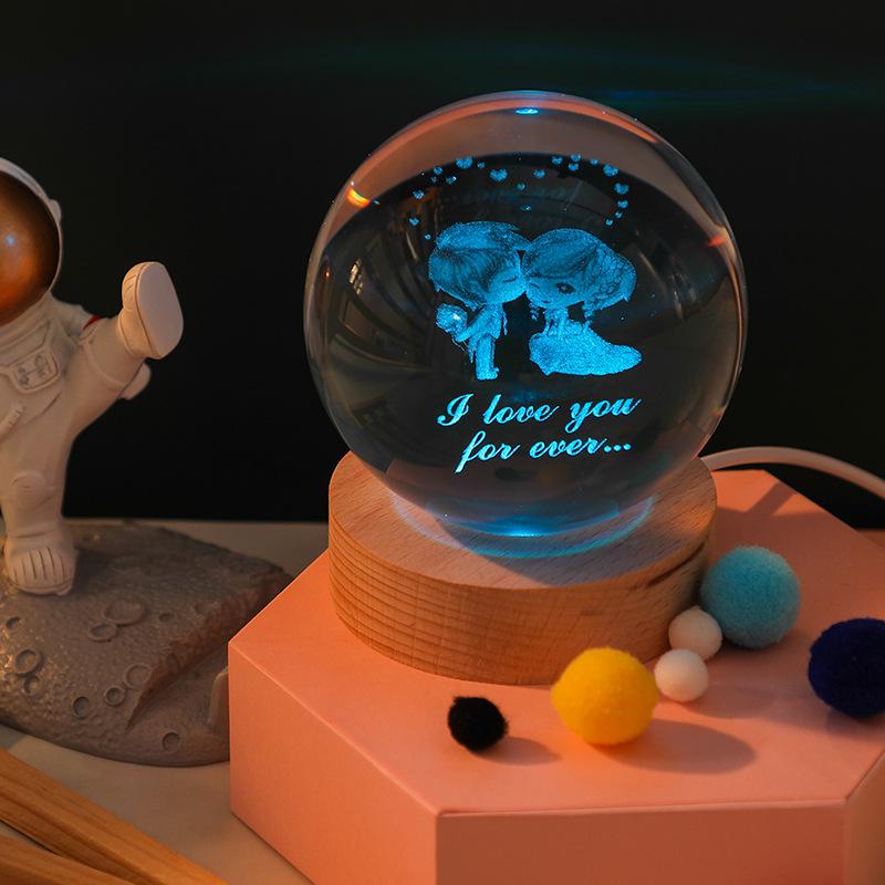 3D Galaxy Crystal Ball Night Light with Color-Changing Base - Unique Starry Sky Gift