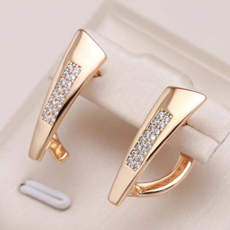 New Trendy  Rose Gold Color Drop Earrings For Women Fine Vintage Jewelry Natural Zircon Trendy One Touch Earrings