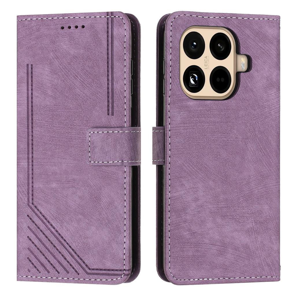 For Xiaomi 15T Pro Stand Case Imprinted Lines Leather Phone Cover